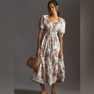 Anthropologie Somerset Puff Sleeve Tiered Maxi Dress NWT
